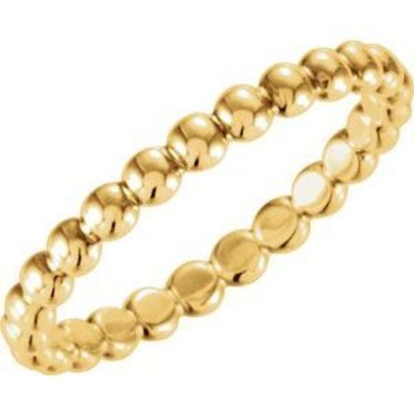 14K Yellow Beaded Stackable Ring